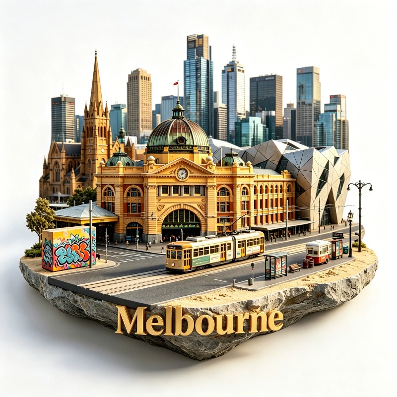Home Decor Malaysia - Avustralya Melbourne Buzdolabı Çıkartmaları Metal Malzeme