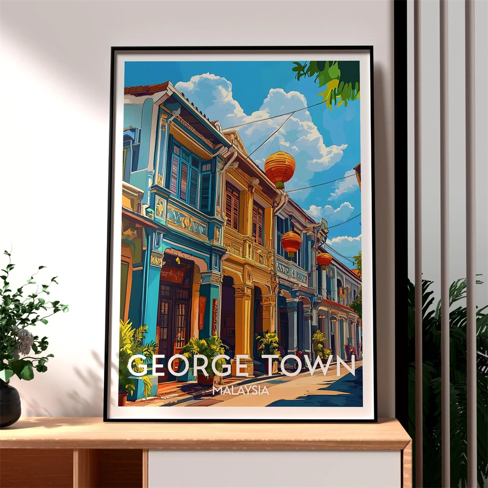 Home Decor Malaysia - Penang Malezya Seyahat Posteri Vintage Asya