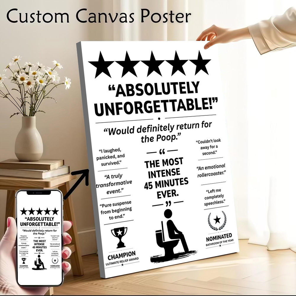 Review Home Decor - Komik Banyo İncelemesi Baskılı Kanvas Poster