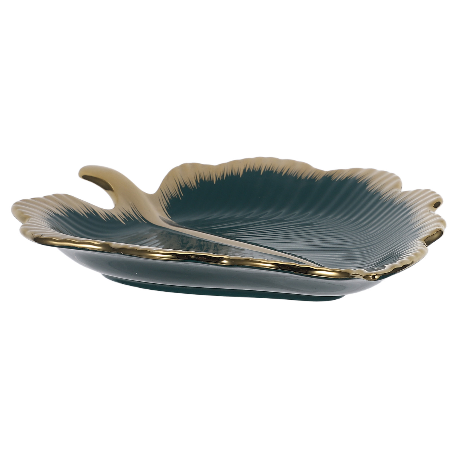 Ceramic Trinket Dish - Yeşil Seramik Yaprak Şeklinde Takı Tepsisi