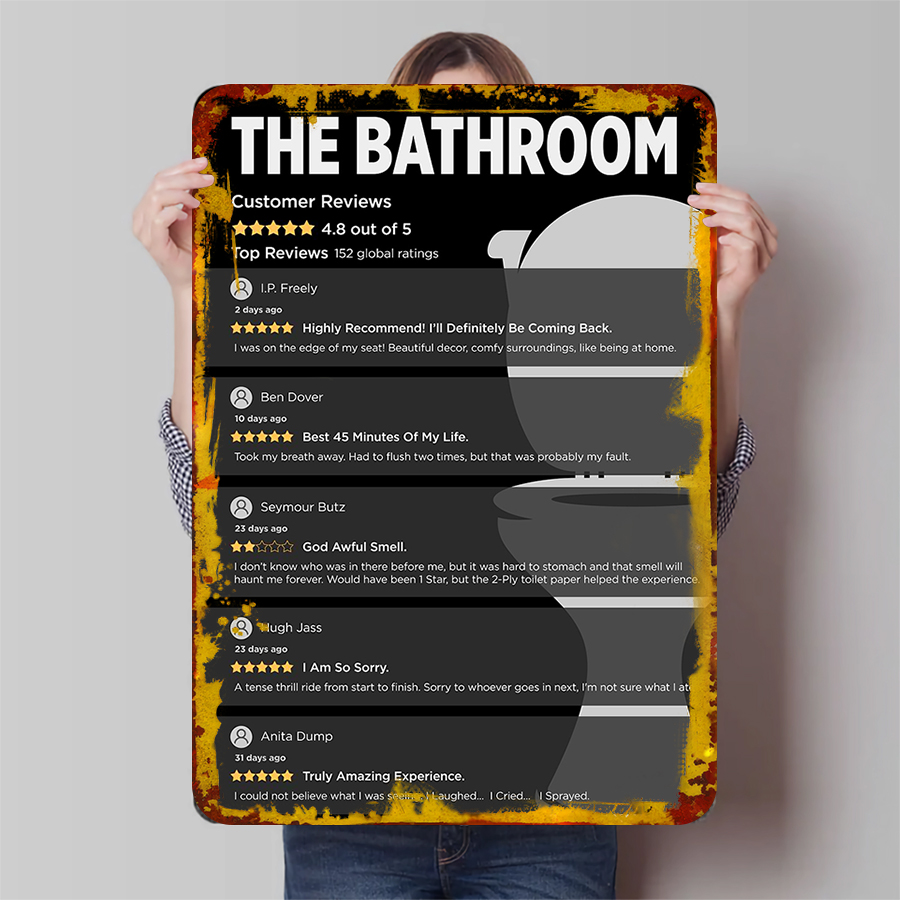 Review Home Decor - Komik Banyo Müşteri İncelemeleri Metal Duvar