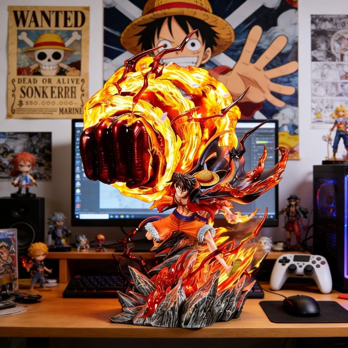 Home Decor Quirky - LZ Karmik Ateş Luffy 35CM Işıklı