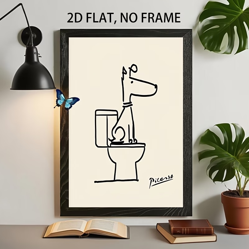 Home Decor Nz - Modern, Retro Eğlenceli Köpek Tuvalet Picasso