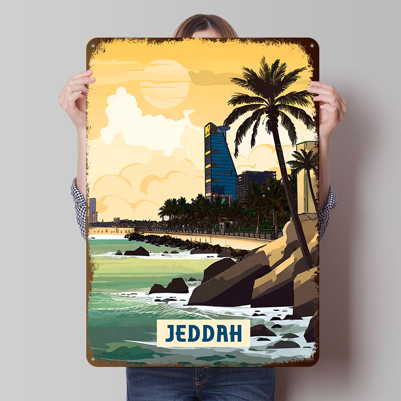 Home Decor Jeddah - Jeddah Posteri Özelleştirilmiş Vintage Metal Tabelalar