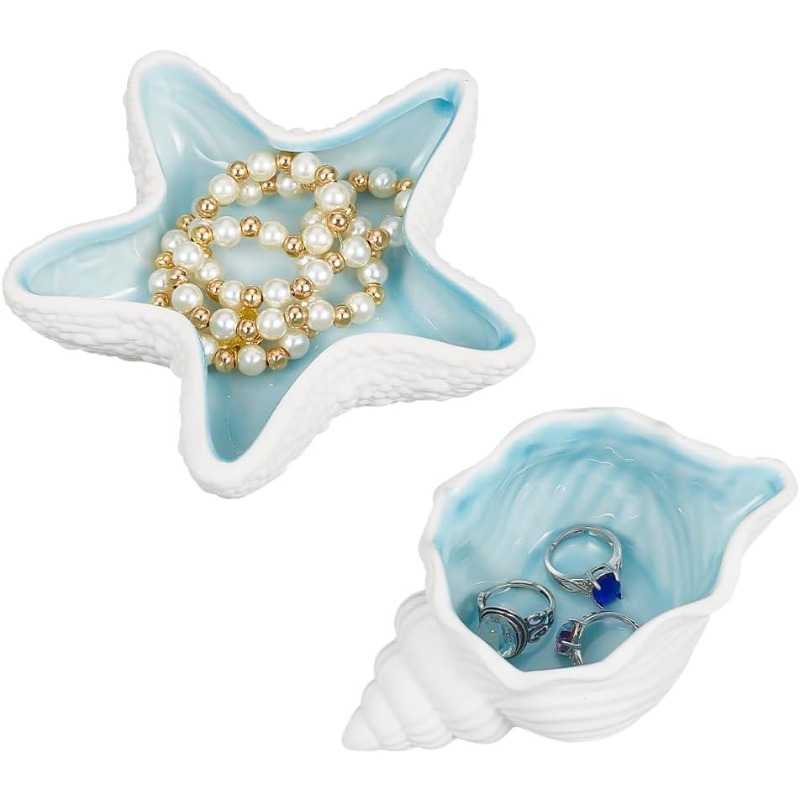 Ceramic Trinket Dish - 2 adet seramik takı tepsi kabuklu