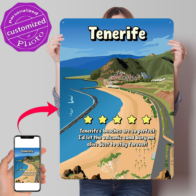Review Home Decor - Tenerife Komik Minimal İnceleme Seyahat Posteri