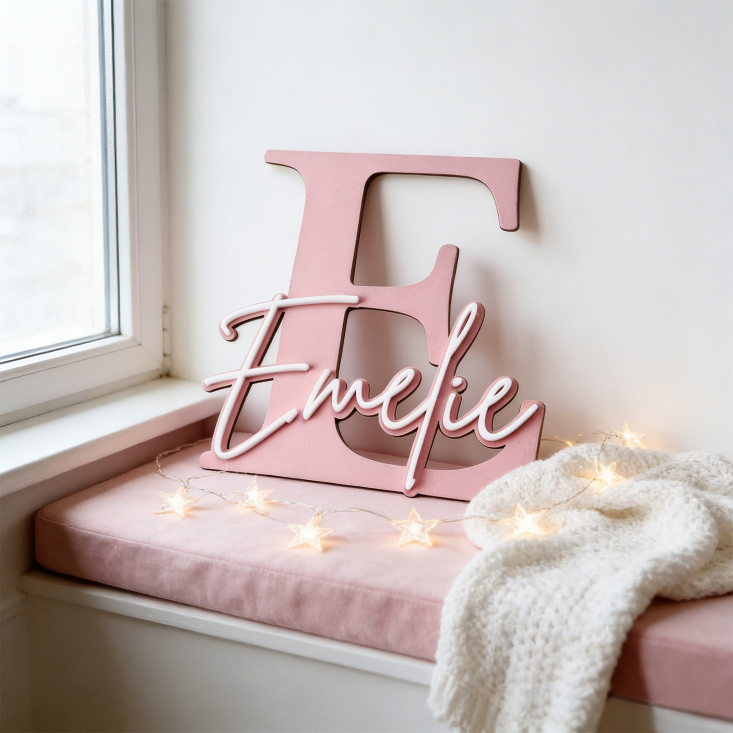 Home Decor Unique - 1 adet Çift Katmanlı Ahşap İsim
