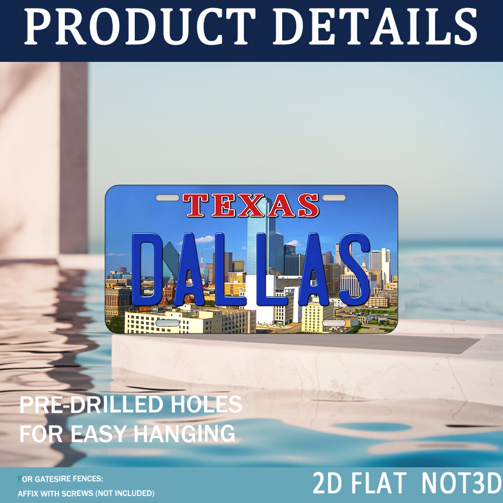 Home Decor Dallas - 2D Düz, 1 adet Vintage Teksas