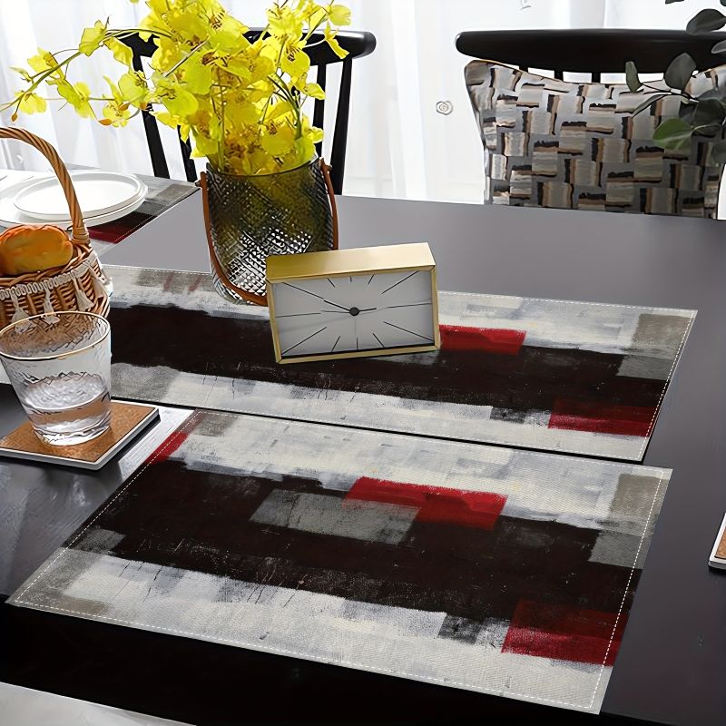 Modern Sanat Kontrastlı Soyut  - Linen Table Runner incelemesi ve fiyatı