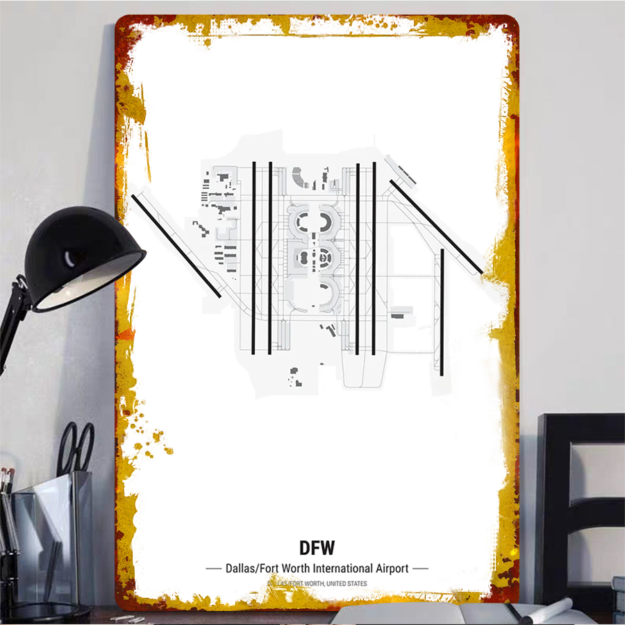 DFW Havaalanı Haritası Metal D - Home Decor Dallas incelemesi ve fiyatı