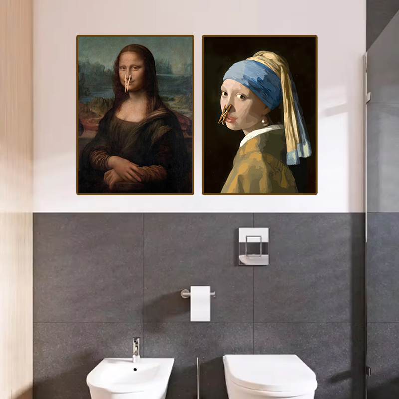 1 adet Komik Soyut Banyo Tuval - Home Decor Quirky incelemesi ve fiyatı