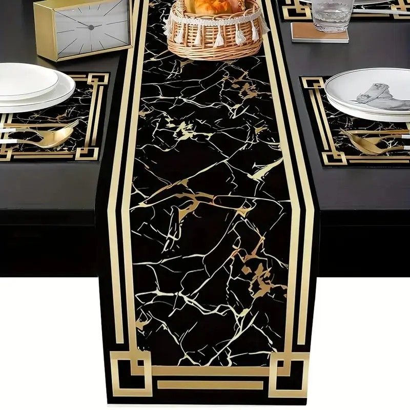 VIKAMA Siyah Altın Mermer Masa - Linen Table Runner incelemesi ve fiyatı